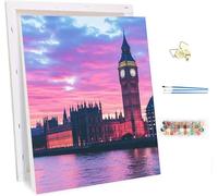 Peinture Numero Adulte avec Cadre Big Ben, Peinture Numero La Tamise, DIY Activité Manuelle Adulte, Paint by Numbers for Adults avec Pinceaux, Decoration Maison, Cadeau Femme 80x110cm 8-3397