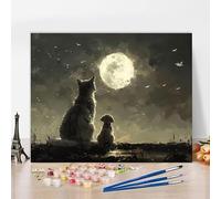 Peinture Numero Adulte Avec Cadre Chat Peinture Numero Chien, Kit de Bricolage Activite Manuelle Adulte Paint by Numbers par Débutants avec Accessoires pour Decoration Maison, Cadeau 40x30cm K-CH304