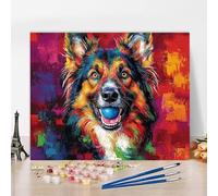 Peinture Numero Adulte Avec Cadre Chien Peinture Numero Berger Allemand, Kit de Bricolage Activite Manuelle Adulte Paint by Numbers par Débutants pour Decoration Maison, Cadeau 40x30cm 6-5J775