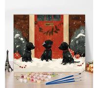 Peinture Numero Adulte Avec Cadre Chien Peinture Numero Hiver, Kit de Bricolage Activite Manuelle Adulte Paint by Numbers par Débutants avec Accessoires pour Decoration Maison, Cadeau 90x60cm E-RY745