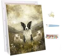 Peinture Numero Adulte avec Cadre Chien, Peinture Numero Mouton, DIY Activité Manuelle Adulte, Paint by Numbers for Adults avec Acrylique et Pinceaux, Decoration Maison, Cadeau Femme 60x70cm Y-8142