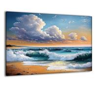 Peinture Numero Adulte avec Cadre Ciel Plage, Coloriage Par Numero Kit avec Pinceaux et Peinture acrylique, Loisir Creatif Adulte Kit, Automne Halloween Maison Murale Decoration 40x50cm J-a-154