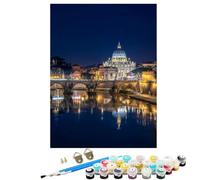 Peinture Numero Adulte avec Cadre, DIY Peinture par Numero Kit Creatif ou débutants avec Pinceaux e Acrylique pigmentée Décoration Maison Maison Cadeau Paysage Basilique Saint-Pierre 30x40cm SYLDK588