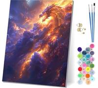 Peinture Numero Adulte avec Cadre Dragon, Peinture Numero Nuage, Bricolage Activité Manuelle Adulte, Numero d'art Kits avec Pinceaux et Acryliques, Décoration de la Maison, Cadeau Femme 50x65cm G-1804