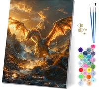 Peinture Numero Adulte avec Cadre Dragon, Peinture par Numero Adulte Nuage, DIY Loisirs Créatifs Adultes, Numero d'art Kits avec Pinceaux et Acryliques, pour Décoration Maison Cadeau 70x95cm R-3392