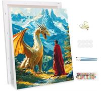 Peinture Numero Adulte avec Cadre, Dragons Peinture par Numero pour Adultes, DIY Vallée Creatif Paint by Numbers Enfant Kits, avec Pinceaux et peintures acryliques, Decoration Maison 100x120cm -47237