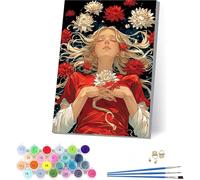 Peinture Numero Adulte avec Cadre Femme, Peinture Numero Fleur, Bricolage Activité Manuelle Adulte, Numero d'art Kits avec Pinceaux et Acryliques, Décoration Maison, Cadeau Femme 100x130cm N-1875