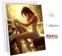 Peinture Numero Adulte avec Cadre Femme, Peinture Numero Piano, DIY Activité Manuelle Adulte, Paint by Numbers for Adults avec Acrylique et Pinceaux, Decoration Maison, Cadeau Femme 60x70cm C-5509