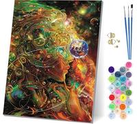 Peinture Numero Adulte avec Cadre Femme, Peinture Numero Terre, Bricolage Activité Manuelle Adulte, Numero d'art Kits avec Pinceaux et Acryliques, Décoration de la Maison, Cadeau Femme 40x50cm P-6816
