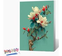 Peinture Numero Adulte avec Cadre Fleur, Planter Peinture Numero Enfant Kits, Loisirs Créatifs Adultes Kits avec Pinceaux et Pigment Acryliques, DIY Paint by Numbers, Decoration Maison 90x110cm Q-4918