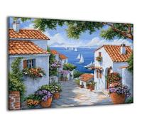 Peinture Numero Adulte avec Cadre Fleurs Maisons, Coloriage Par Numero Kit avec Pinceaux et Peinture acrylique, Loisir Creatif Adulte Kit, Automne Halloween Maison Murale Decoration 45x60cm J-a-122