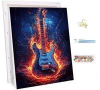 Peinture Numero Adulte avec Cadre Guitare, Peinture Numero Flamme, DIY Activité Manuelle Adulte, Paint by Numbers for Adults avec Acrylique et Pinceaux, Decoration Maison, Cadeau Femme 40x50cm I-3379