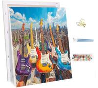 Peinture Numero Adulte avec Cadre Guitare, Peinture Numero Ville, DIY Activité Manuelle Adulte, Paint by Numbers for Adults avec Acrylique et Pinceaux, Decoration Maison, Cadeau Femme 50x65cm 4-3060
