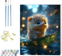 Peinture Numero Adulte avec Cadre HéRisson Peinture Numero Mignon, DIY Canevas Kit Complet Adulte, Loisirs Créatifs Adultes, Paint by Numbers Kit avec Pinceaux, Décoration Maison Cadeau 50x70cm D-3107