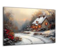 Peinture Numero Adulte avec Cadre Hiver Maisons, Coloriage Par Numero Kit avec Pinceaux et Peinture acrylique, Loisir Creatif Adulte Kit, Automne Halloween Maison Murale Decoration 50x70cm J-a-16