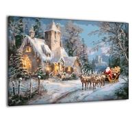 Peinture Numero Adulte avec Cadre Hiver Noël, Coloriage Par Numero Kit avec Pinceaux et Peinture acrylique, Loisir Creatif Adulte Kit, Automne Halloween Maison Murale Decoration 50x65cm J-a-252