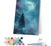 Peinture Numero Adulte avec Cadre Homme, Peinture Numero Lune, Bricolage Activité Manuelle Adulte, Numero d'art Kits avec Pinceaux et Acryliques, Décoration de la Maison, Cadeau Femme 50x65cm 3-1877