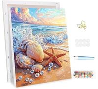 Peinture Numero Adulte avec Cadre, La Plage Peinture par Numero pour Adultes, DIY Paysage Creatif Paint by Numbers Enfant Kits, avec Pinceaux et peintures acryliques, Decoration Maison 50x70cm -47357