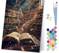 Peinture Numero Adulte avec Cadre Livre, Peinture par Numero Adulte Connaissance, DIY Loisirs Créatifs Adultes, Numero d'art Kits avec Pinceaux et Acryliques, Décoration Maison Cadeau 30x40cm 1-8613