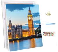 Peinture Numero Adulte avec Cadre Londres, Peinture Numero Big Ben, DIY Activité Manuelle Adulte, Paint by Numbers for Adults avec Pinceaux, Decoration Maison, Cadeau Femme 80x110cm S-6883