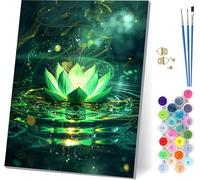 Peinture Numero Adulte avec Cadre Lotus, Peinture par Numero Adulte PsychéDéLique, DIY Loisirs Créatifs Adultes, Numero d'art Kits avec Pinceaux et Acryliques, Décoration Maison Cadeau 50x65cm 7-3914