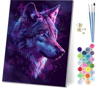 Peinture Numero Adulte avec Cadre Loup, Peinture Numero Animal, Bricolage Activité Manuelle Adulte, Numero d'art Kits avec Pinceaux et Acryliques, Décoration de la Maison, Cadeau Femme 20x30cm L-1877