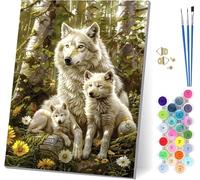 Peinture Numero Adulte avec Cadre Loup, Peinture Numero Animal, Bricolage Activité Manuelle Adulte, Numero d'art Kits avec Pinceaux et Acryliques, Décoration de la Maison, Cadeau Femme 20x30cm J-1877