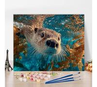 Peinture Numero Adulte Avec Cadre Loutre De Mer Peinture Numero Animal, Kit de Bricolage Activite Manuelle Adulte Paint by Numbers par Débutants pour Decoration Maison, Cadeau 80x50cm D-TW595