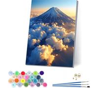 Peinture Numero Adulte avec Cadre Montagne, Peinture par Numero Adulte Nuage, DIY Loisirs Créatifs Adultes, Numero d'art Kits avec Pinceaux et Acryliques, pour Décoration Maison Cadeau 30x40cm 3-3748