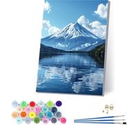 Peinture Numero Adulte avec Cadre Montagne, Peinture par Numero Adulte Nuage, DIY Loisirs Créatifs Adultes, Numero d'art Kits avec Pinceaux et Acryliques, pour Décoration Maison Cadeau 30x40cm H-6904