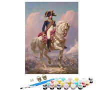 Peinture Numero Adulte avec Cadre NapoléOn Cheval, DIY Peinture par Numero Kit Creatif Enfant ou débutants avec 3 Pinceaux e 36 Acrylique pigmentée, Décoration Maison Maison Cadeau 60 x 80 cm BJHDK101