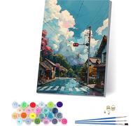 Peinture Numero Adulte avec Cadre Nuage, Peinture Numero Paysage, Bricolage Activité Manuelle Adulte, Numero d'art Kits avec Pinceaux et Acryliques, Décoration Maison, Cadeau Femme 100x130cm N-4294