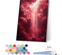 Peinture Numero Adulte avec Cadre Nuage, Peinture par Numero Adulte Paysage, DIY Loisirs Créatifs Adultes, Numero d'art Kits avec Pinceaux et Acryliques, pour Décoration Maison Cadeau 100x135cm 9-4407
