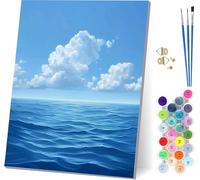 Peinture Numero Adulte avec Cadre OcéAn, Peinture par Numero Adulte Nuage, DIY Loisirs Créatifs Adultes, Numero d'art Kits avec Pinceaux et Acryliques, pour Décoration Maison Cadeau 30x40cm 7-5430