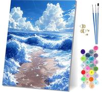 Peinture Numero Adulte avec Cadre OcéAn, Peinture par Numero Adulte Nuage, DIY Loisirs Créatifs Adultes, Numero d'art Kits avec Pinceaux et Acryliques, pour Décoration Maison Cadeau 30x40cm 9-9474