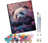 Peinture Numero Adulte avec Cadre Panda Peinture Numero sur Toile, DIY Loisirs Créatifs Adultes Fleur, Canevas kit Complet Adulte avec Pinceaux, Tableau Decoration Murale, Cadeau Femme 60x80cm Y-8499