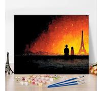 Peinture Numero Adulte Avec Cadre Paris Peinture Numero Amour, Kit de Bricolage Activite Manuelle Adulte Paint by Numbers par Débutants avec Accessoires pour Decoration Maison, Cadeau 90x60cm 7-7L790