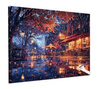 Peinture Numero Adulte avec Cadre Paris Peinture Numero Enfant Paysage Kit Creatif Adulte Débutants, Cheerful Painting by Numbers DIY Activité Manuelle Kit Cadeau Femme Decoration Murale 70x50cm Z-32