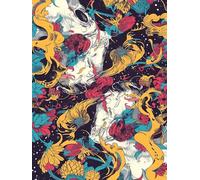 Peinture Numero Adulte avec Cadre, Peinture Numero Abstrait coloré Numéro d'art Paint by Numbers avec Pinceaux et Peinture Acrylique, Activité Manuelle Enfant, Décoration Intérieure 50x70cm J8-619