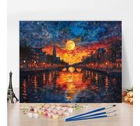 Peinture Numero Adulte Avec Cadre RivièRe Peinture Numero Londres, Kit de Bricolage Activite Manuelle Adulte Paint by Numbers par Débutants pour Decoration Maison, Cadeau 40x30cm 6-CQ256