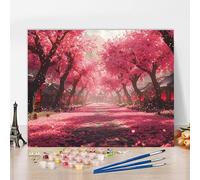 Peinture Numero Adulte Avec Cadre Rue Peinture Numero Fleur, Kit de Bricolage Activite Manuelle Adulte Paint by Numbers par Débutants avec Accessoires pour Decoration Maison, Cadeau 120x80cm 5-SE553