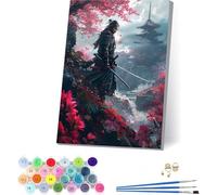 Peinture Numero Adulte avec Cadre Samouraï Japonais, Peinture Numero Architecture, Bricolage Activité Manuelle Adulte, Numero d'art Kits avec Pinceaux et Acryliques, Décoration Maison 30x40cm 6-6897