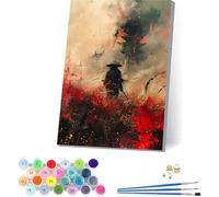 Peinture Numero Adulte avec Cadre Samouraï Japonais, Peinture par Numero Adulte Paysage, DIY Loisirs Créatifs Adultes, Numero d'art Kits avec Pinceaux et Acryliques, Décoration Maison 100x130cm 0-6233