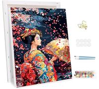 Peinture Numero Adulte avec Cadre, Style Japonais Peinture par Numero pour Adultes, DIY Femmes Paint by Numbers Enfant Kits, avec Pinceaux et peintures acryliques, Decoration Maison 30x40cm -47263