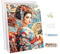 Peinture Numero Adulte avec Cadre, Style Japonais Peinture par Numero pour Adultes, DIY Femmes Paint by Numbers Enfant Kits, avec Pinceaux et peintures acryliques, Decoration Maison 40x50cm -47245