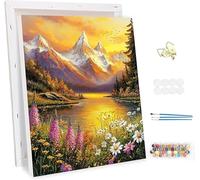 Peinture Numero Adulte avec Cadre, Vallée Peinture par Numero pour Adultes, DIY Lac Creatif Paint by Numbers Enfant Kits, avec Pinceaux et peintures acryliques, Decoration Maison 100x120cm -46979