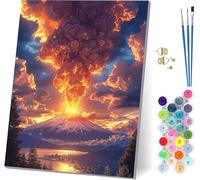 Peinture Numero Adulte avec Cadre Volcan, Peinture Numero Nuage, Bricolage Activité Manuelle Adulte, Numero d'art Kits avec Pinceaux et Acryliques, Décoration de la Maison, Cadeau Femme 70x95cm 7-2122