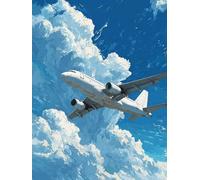 Peinture Numero Adulte Avion, Ciel Peinture Numero Enfant, DIY Loisirs Créatifs Adultes, Paint by Numbers Kits avec Pinceaux et Pigment Acryliques, Decoration Automne, Cadeau Femme, 40x50cm, Q-4472