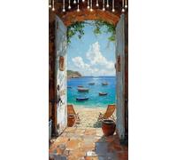 Peinture Numero Adulte Bateau Paint by Numbers for Adults Porte DIY Peinture Acrylique pour Enfants et Débutants 90X120cm avec Peintures et Pinceaux, Sans Cadre, Cadeau Décoration Halloween P0-75