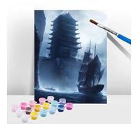 Peinture Numero Adulte Bateau, Peinture Numero Enfant Architecture, Tableau a Peindre Kit avec Acrylique et Pinceaux, DIY Activite Manuelle Adulte et Débutants, Décoration de Maison 70x90cm T-525